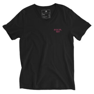 P.O.E.M. Pink/Black/White Unisex V-Neck T-Shirt