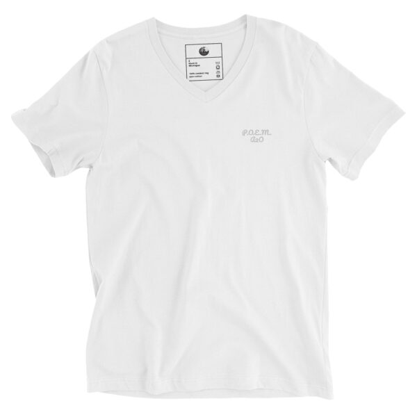 White/Black P.O.E.M. Unisex V-Neck - Image 3